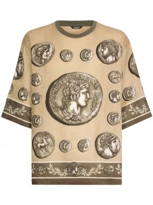 Tričko s potiskem Dolce & Gabbana hnědé