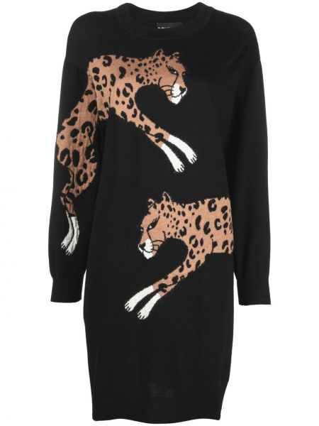 Leopard trykt strikket dress Boutique Moschino svart