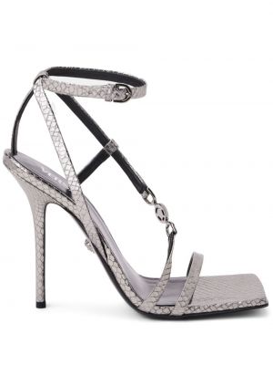 Sandały skórzane Versace srebrne