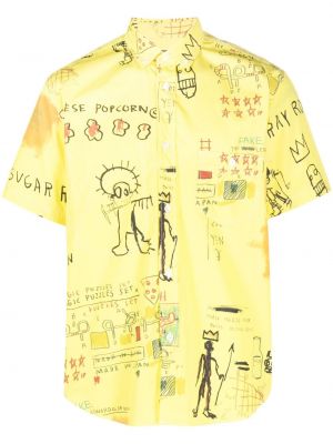 Kokvilnas krekls ar apdruku Junya Watanabe Man dzeltens