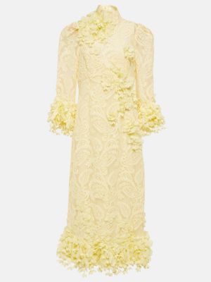 Midi haljina s čipkom Zimmermann žuta