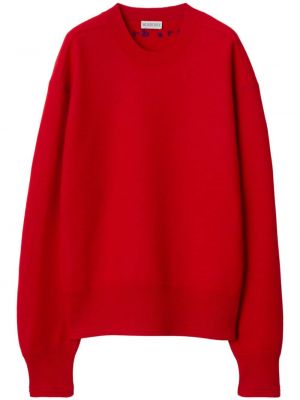 Vilnonis megztinis apvaliu kaklu Burberry raudona