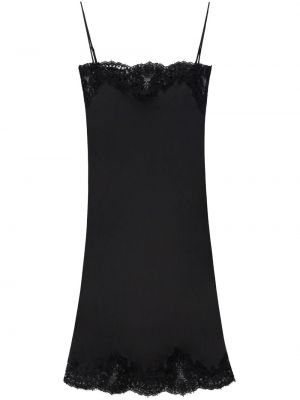 Čipkované saténové koktejlkové šaty Stella Mccartney čierna