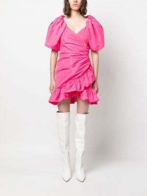 Mini šaty s volány Msgm růžové