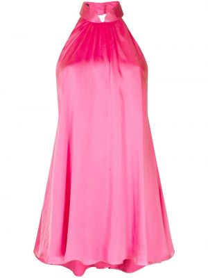 Копринена коктейлна рокля с гол гръб Lisa Von Tang розово