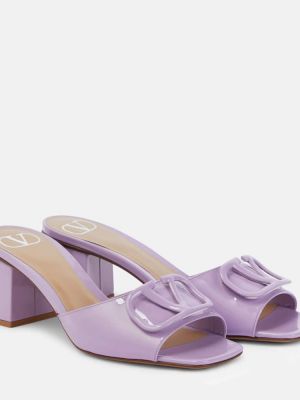 Papuci tip mules din piele de lac Valentino Garavani violet