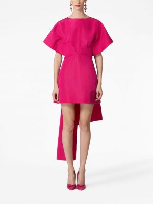 Hedvábné koktejlové šaty relaxed fit Carolina Herrera růžové