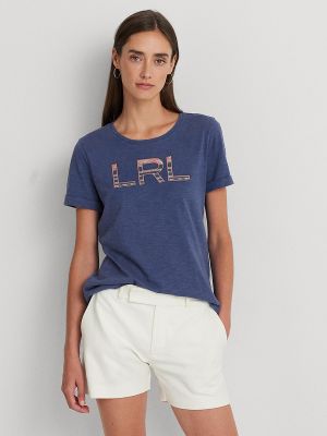 Camiseta de algodón Lauren Ralph Lauren azul