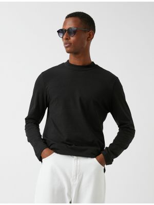 Polo marškinėliai aukšta apykaklė ilgomis rankovėmis Koton juoda