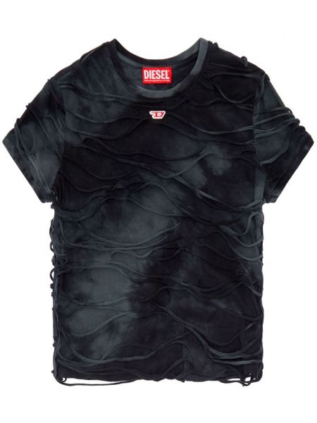 Tricou cu broderie Diesel albastru