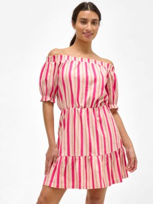 Ριγέ λινή φόρεμα Orsay ροζ