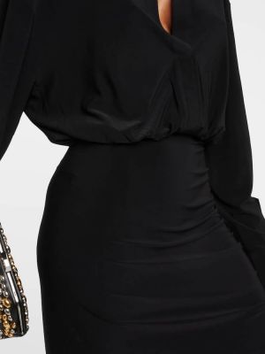 Vestido largo con volantes de tela jersey Norma Kamali negro