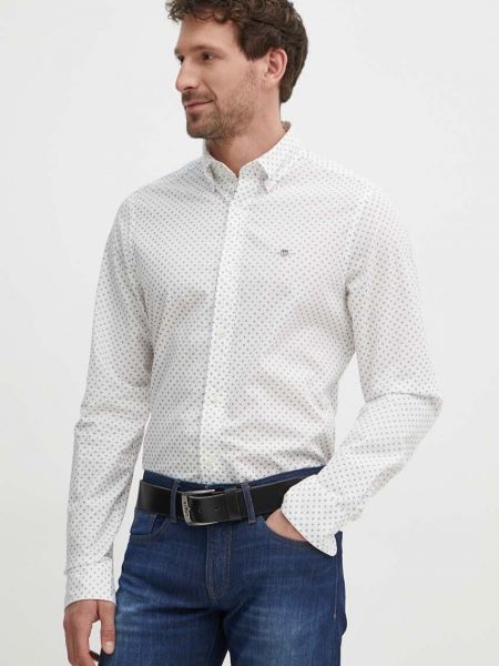 Koszula na guziki slim fit bawełniana Gant biała
