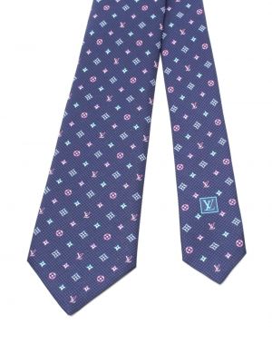 Žakárová hedvábná kravata Louis Vuitton modrá