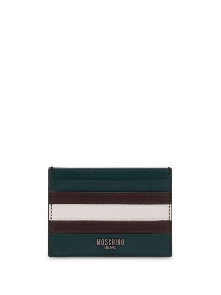 Pruhovaná kožená peňaženka Moschino zelená