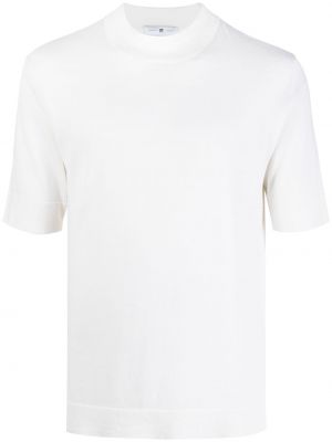 Памучна копринена тениска с кръгло деколте Pt Torino бяло