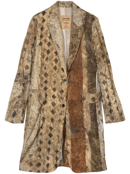 Kabát s potlačou Uma Wang hnedá