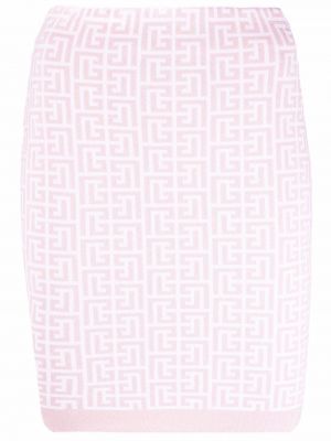 Falda de tejido jacquard Balmain rosa