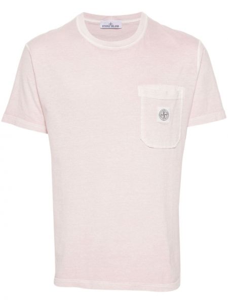 Bavlněné tričko Stone Island růžové
