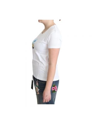 Camiseta de algodón con estampado manga corta Moschino blanco