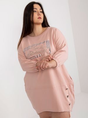 Oversized midi šaty s aplikacemi Fashionhunters růžové