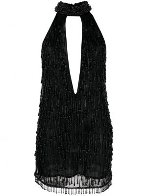 Коктейлна рокля бродирана от тюл Elisabetta Franchi черно