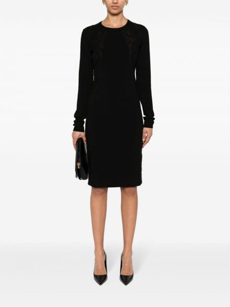 Krajkové pletené mini šaty Versace černé