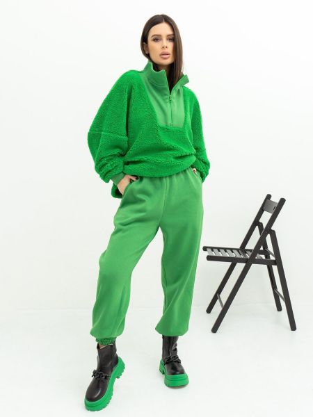 Зелений флісовий спортивний костюм Issa Plus