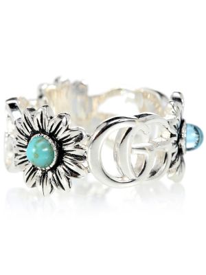 Květinový prsten s perlami Gucci stříbrný