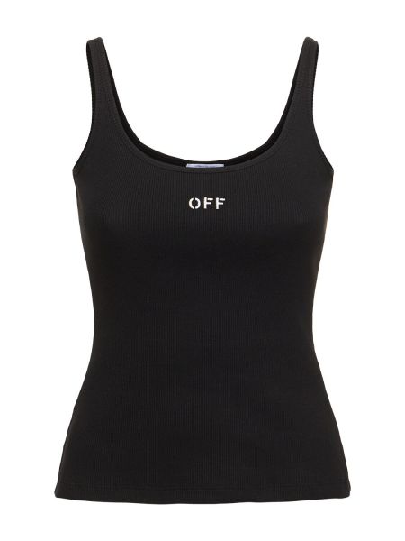 Tank top de algodón Off-white negro