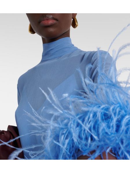 Mini vestido con plumas de plumas Taller Marmo azul