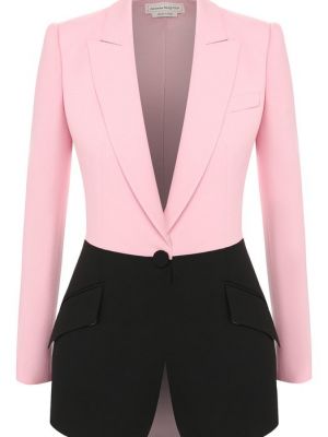 Шелковый шерстяной пиджак Alexander Mcqueen розовый