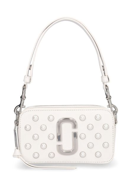 Bolsa de hombro con perlas de cuero Marc Jacobs blanco