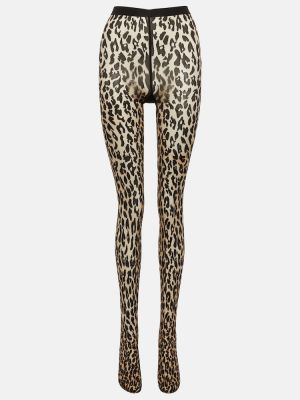 Pančuchové nohavičky s potlačou s leopardím vzorom Wolford béžová