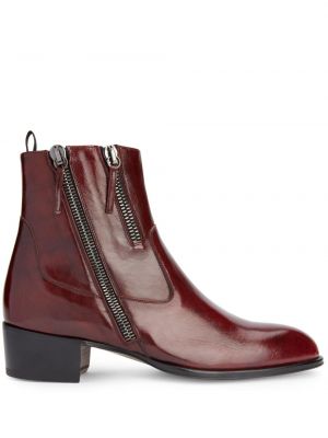 Kožené kotníkové boty na zip Giuseppe Zanotti červené