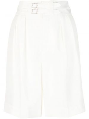 Pliszírozott selyem rövidnadrág Ralph Lauren Collection fehér
