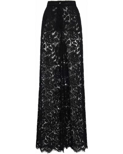 Csipkés magas derekú nadrág Dolce & Gabbana fekete