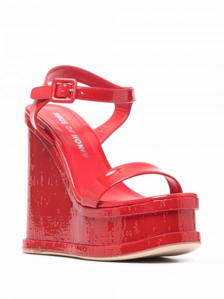 Lakoti izliektas platformas sandales ar papēžiem Haus Of Honey sarkans