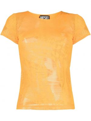 Мрежеста плетена тениска Diesel оранжево