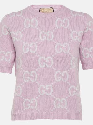 Woll woll top mit print Gucci pink