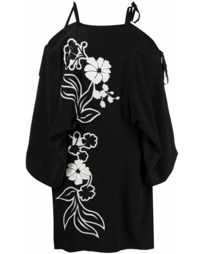 Vestido con bordado de flores Ermanno Scervino negro