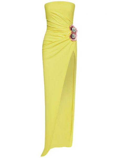Gėlėtas vakarinė suknelė Oscar De La Renta geltona