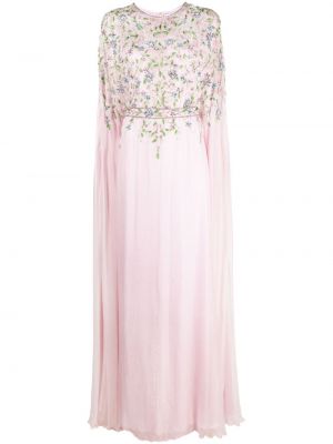 Virágos hosszú ruha Dina Melwani rózsaszín