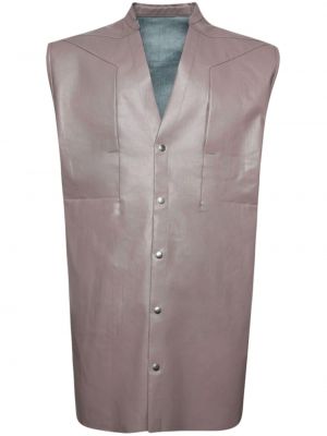 Iš natūralios odos marškiniai be rankovių Rick Owens rožinė