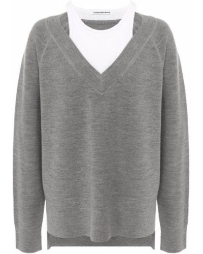 Шерстяной пуловер T By Alexander Wang, серый