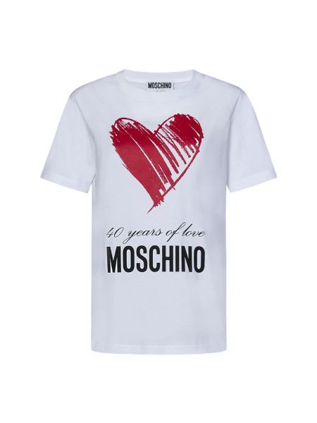 Koszulka z nadrukiem w serca Moschino biała