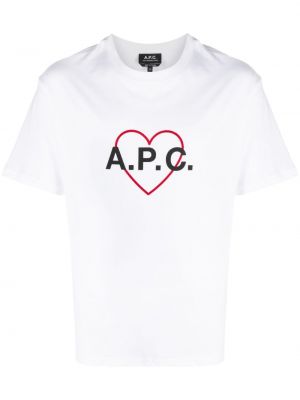 Βαμβακερή μπλούζα με μοτίβο καρδιά A.p.c. λευκό