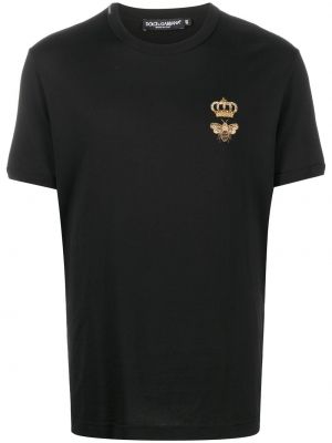 Tričko s výšivkou Dolce & Gabbana černé
