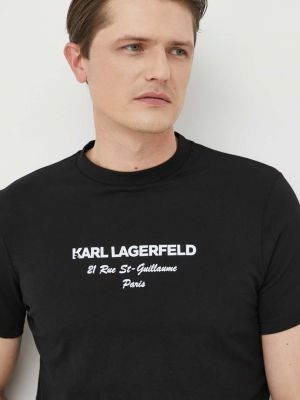 Bavlněné tričko s potiskem Karl Lagerfeld černé