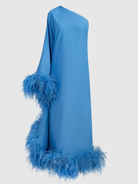 Асиметрична вечірня сукня з пір'ям Taller Marmo блакитна